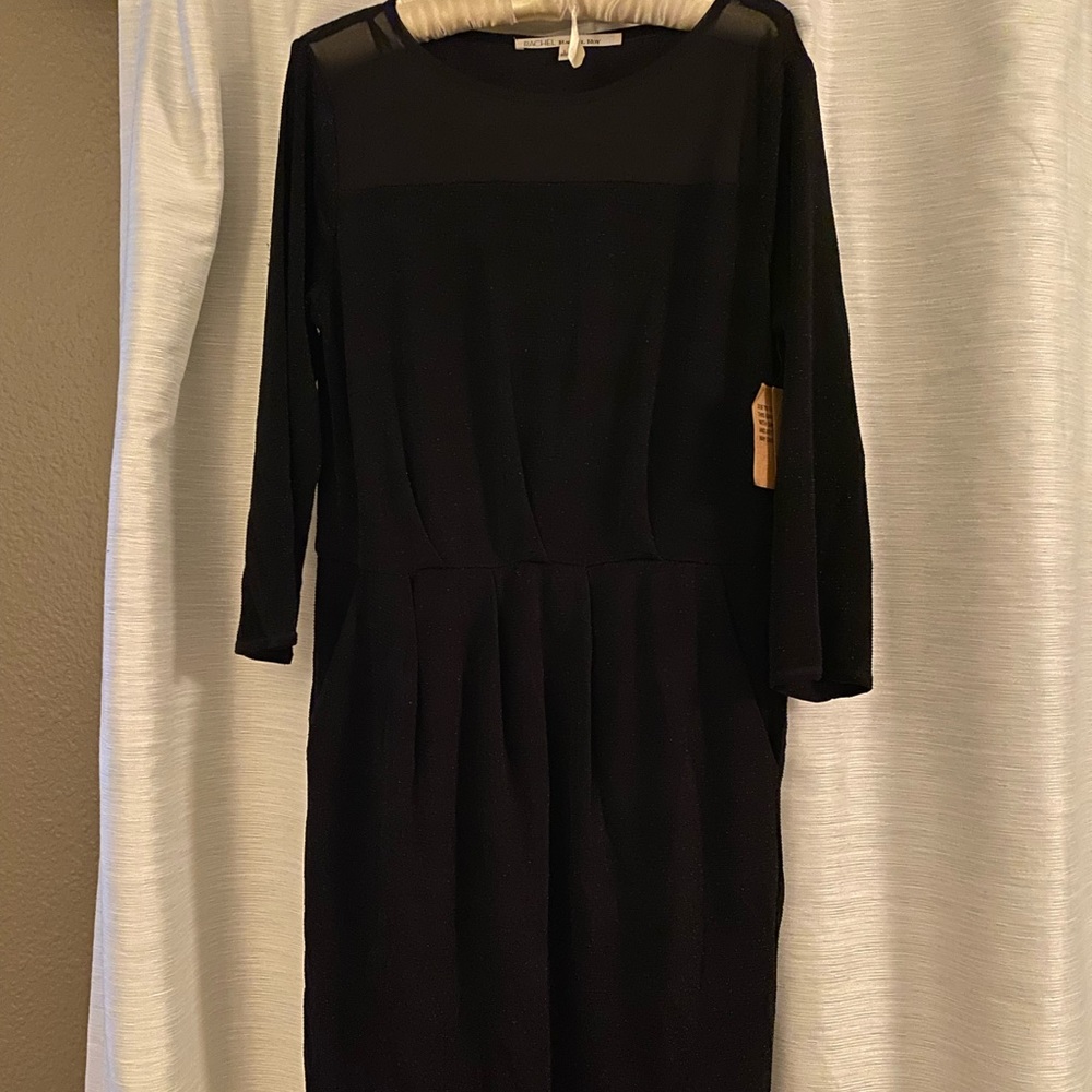 RACHEL Rachel Roy Black Sparkle Dress with Mess Top; Size Large with Pockets